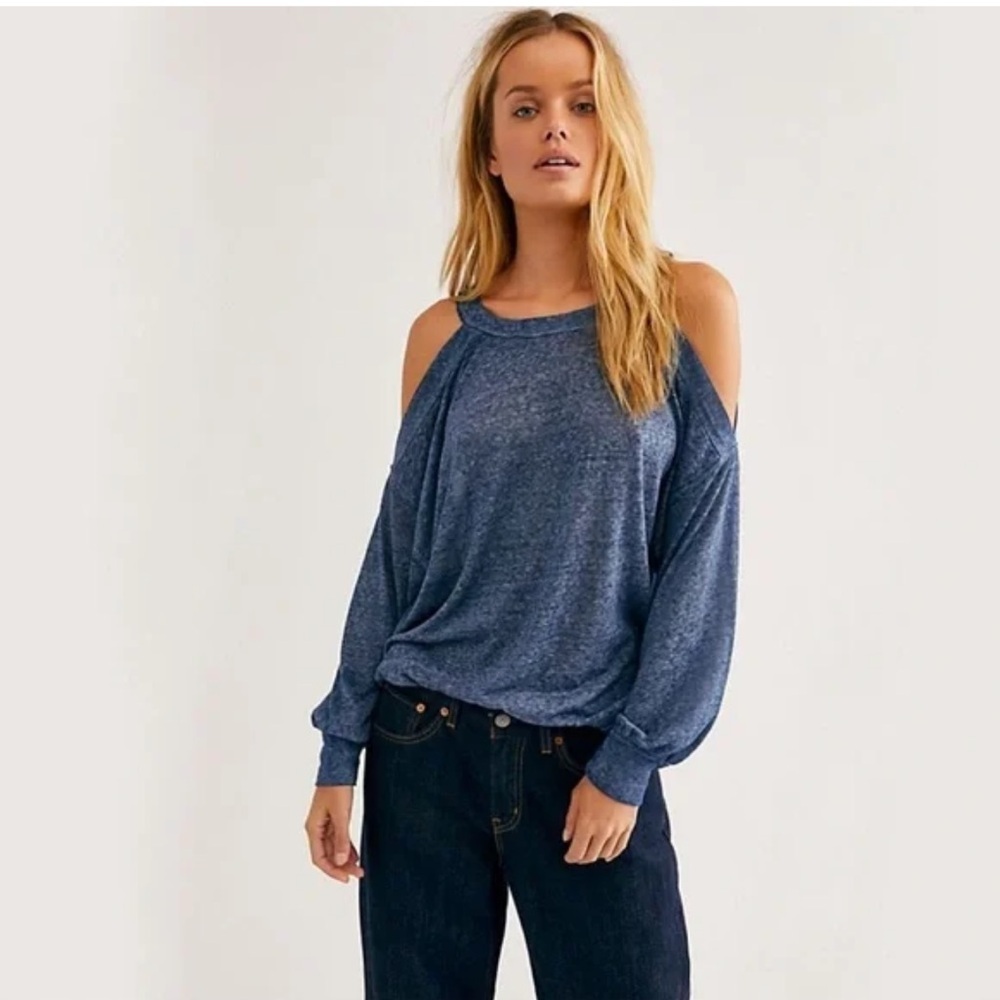 We The Free Blue Chill Out Cold-Shoulder Top